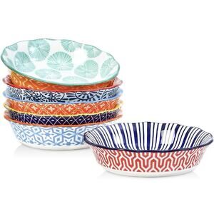 Set of 6 Selamica Ceramic Mini Pie Pans 6 Inch Dish Baking Small Fluted Plate